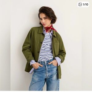 Alex Mill Britt Work Jacket in Army Olive. Vintage inspired utility piece.
